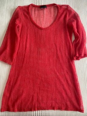 Jordan Taylor Red Open Weave Scoop Neck Top